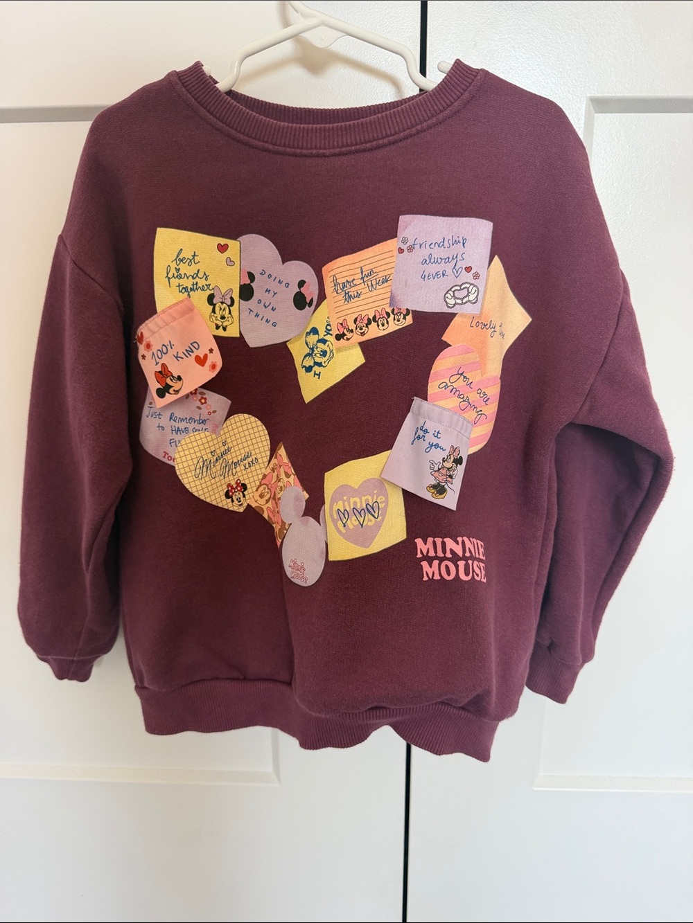 Zara Girls Minnie Mouse Heart Sweatshirt Size 6